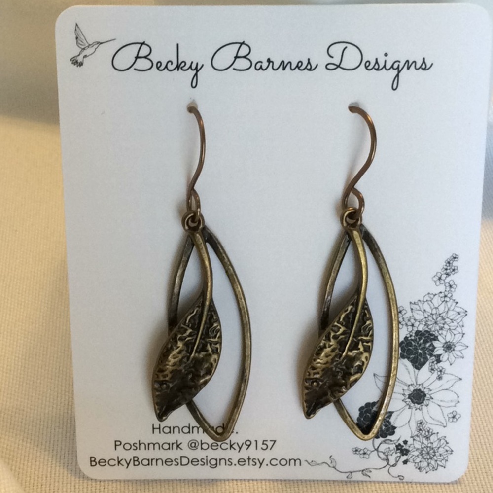 Moved to boutique 💕Handmade Brass Leaf Earrings